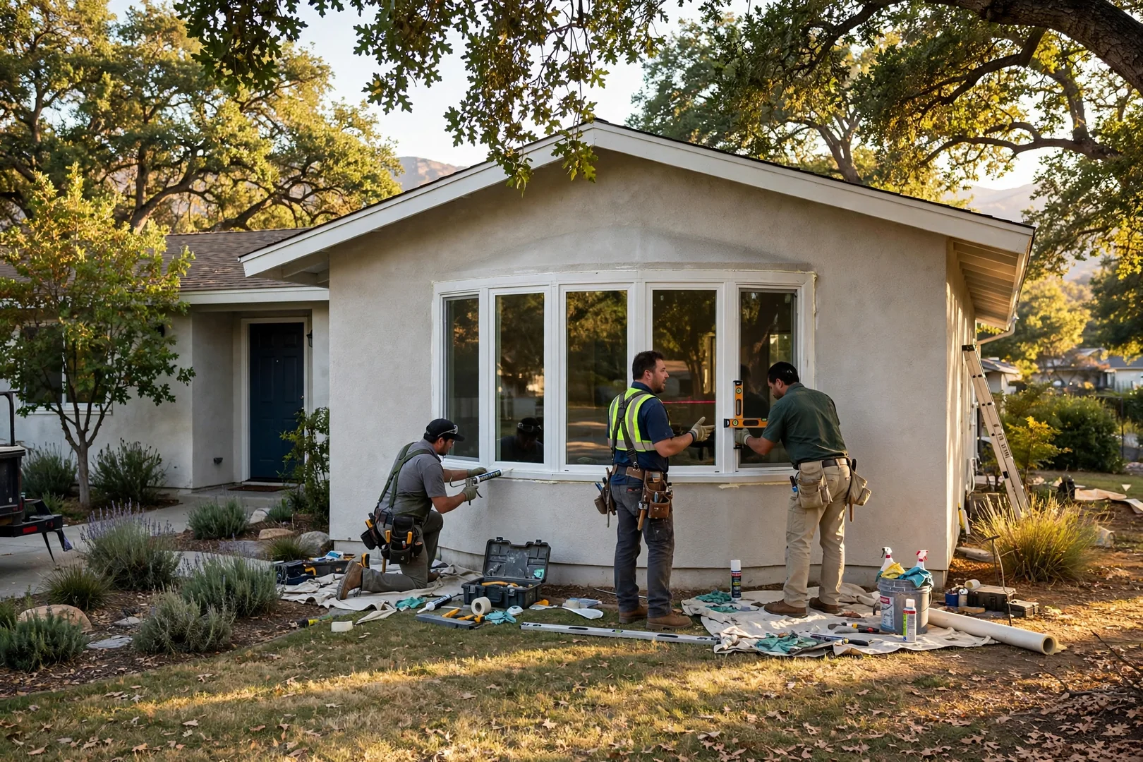 Five-Lite Bow Replacement on a Ranch-Style Front Elevation
