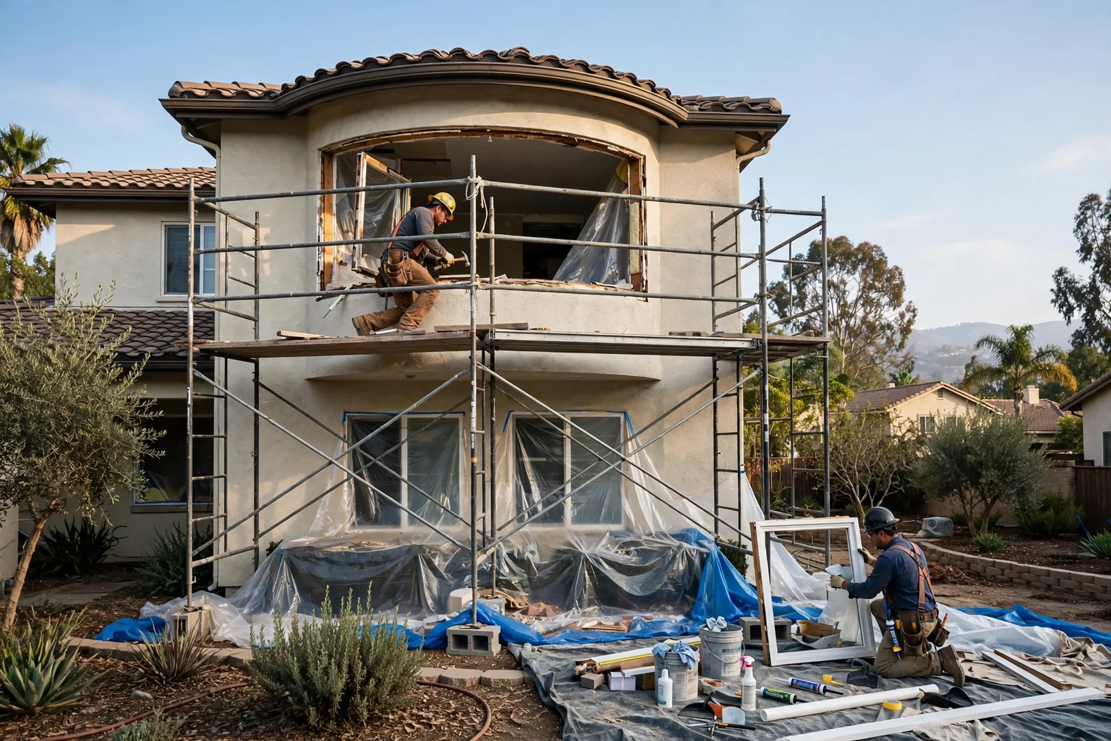 Second-Story Bow Window Swap Above a Porch Roof