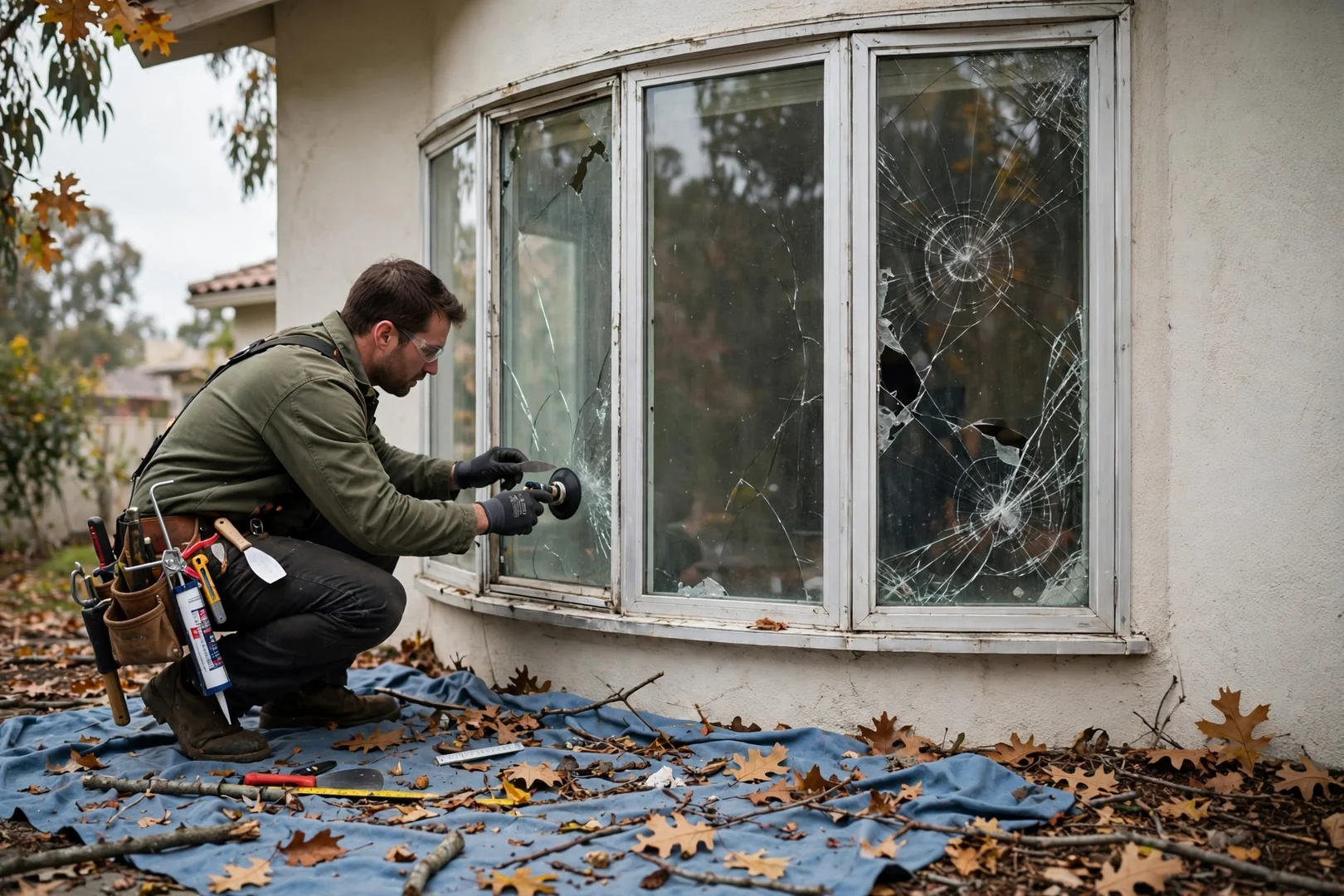 Bow Window Reframe After Foothill Wind Damage