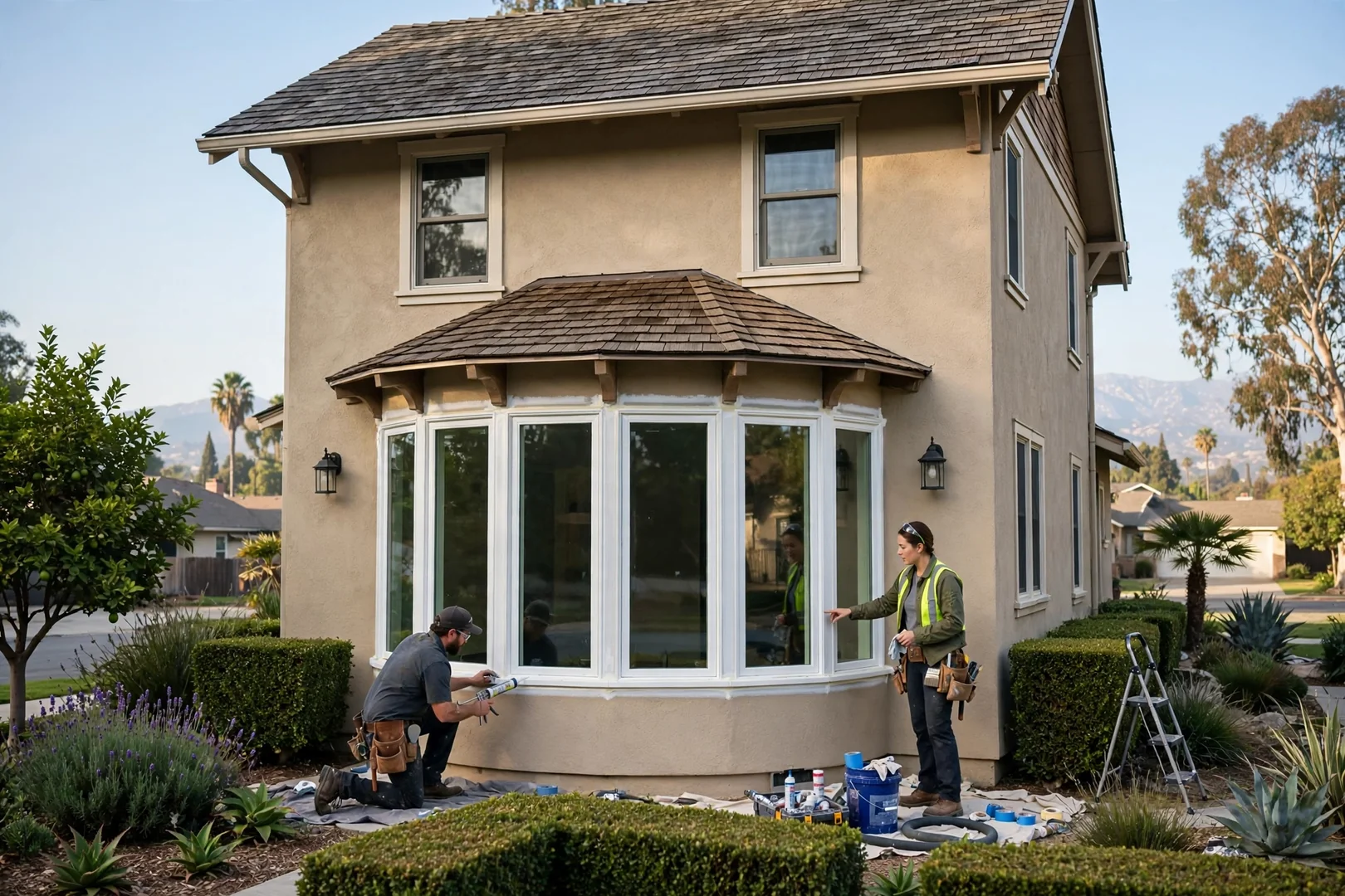 Six-Lite Bow Installation on a Two-Story Traditional
