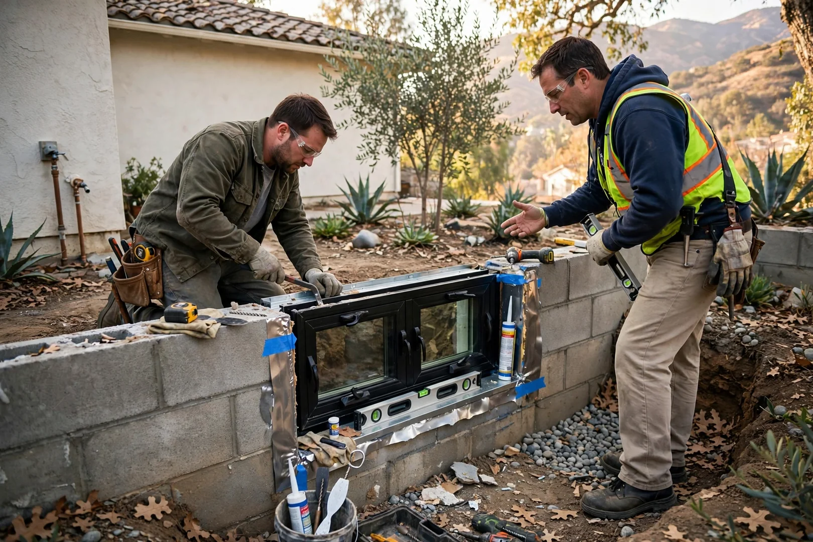 Casement Egress Unit in a Block Foundation Wall