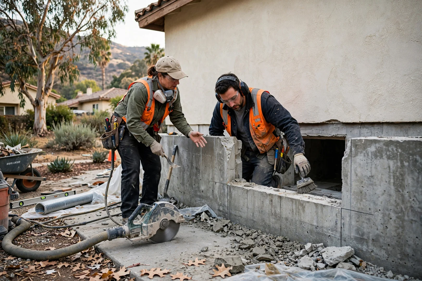 Egress Opening Cut Through Poured Concrete Foundation