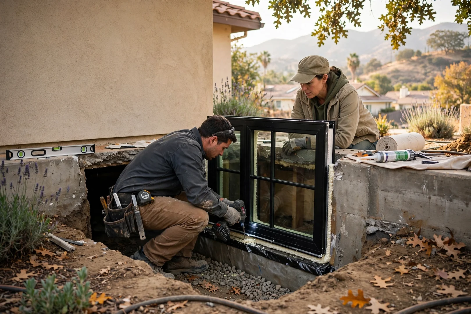 Energy Efficient Egress Window for a Lower-Level Guest Room