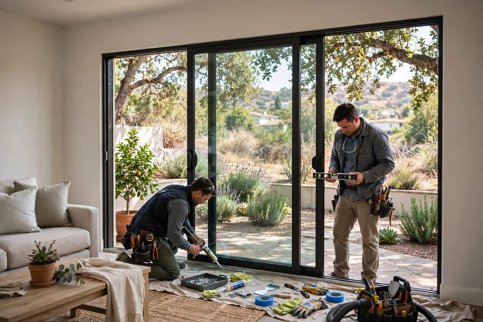 Three-Panel Patio Door for a Rear Family Room Opening