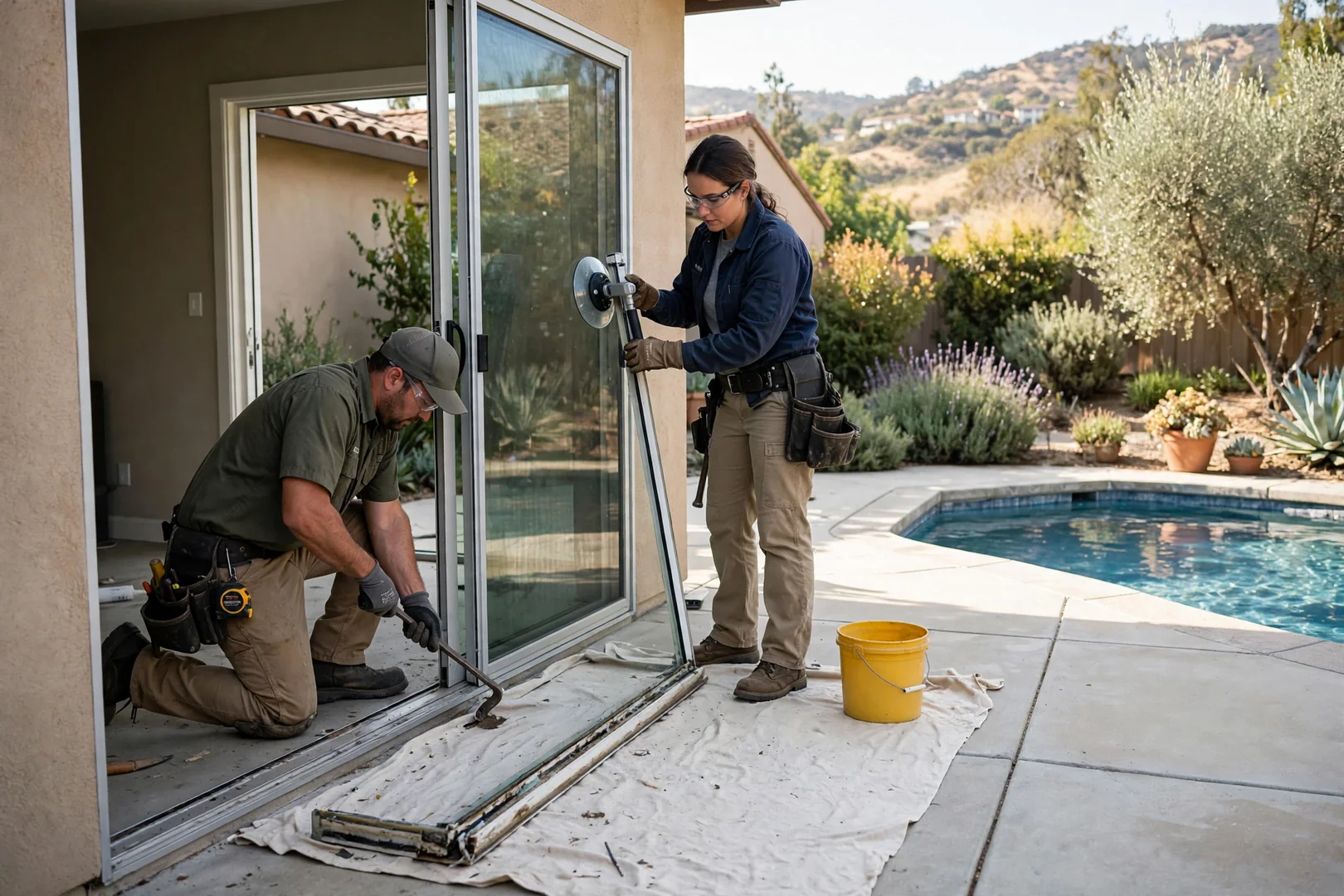 Tempered Safety Glass for a Poolside Sliding Panel